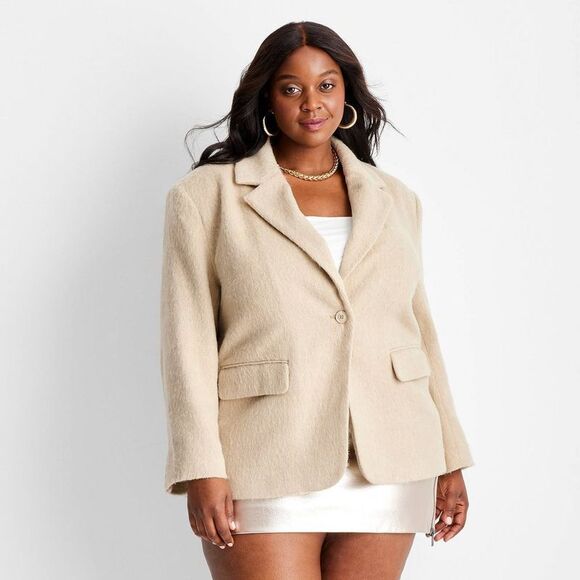 Future Collective Jackets & Blazers - Future Collective - Women's Relaxed Fuzzy Blazer - Future Collective C Cream